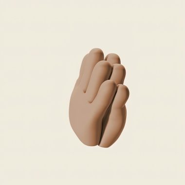 3D rendering of praying hands on a plain white background, symbolizing faith and spirituality.